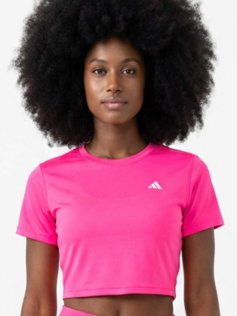 adidas Neon Pink Cropped Athletic Tee - Picture 15 of 16
